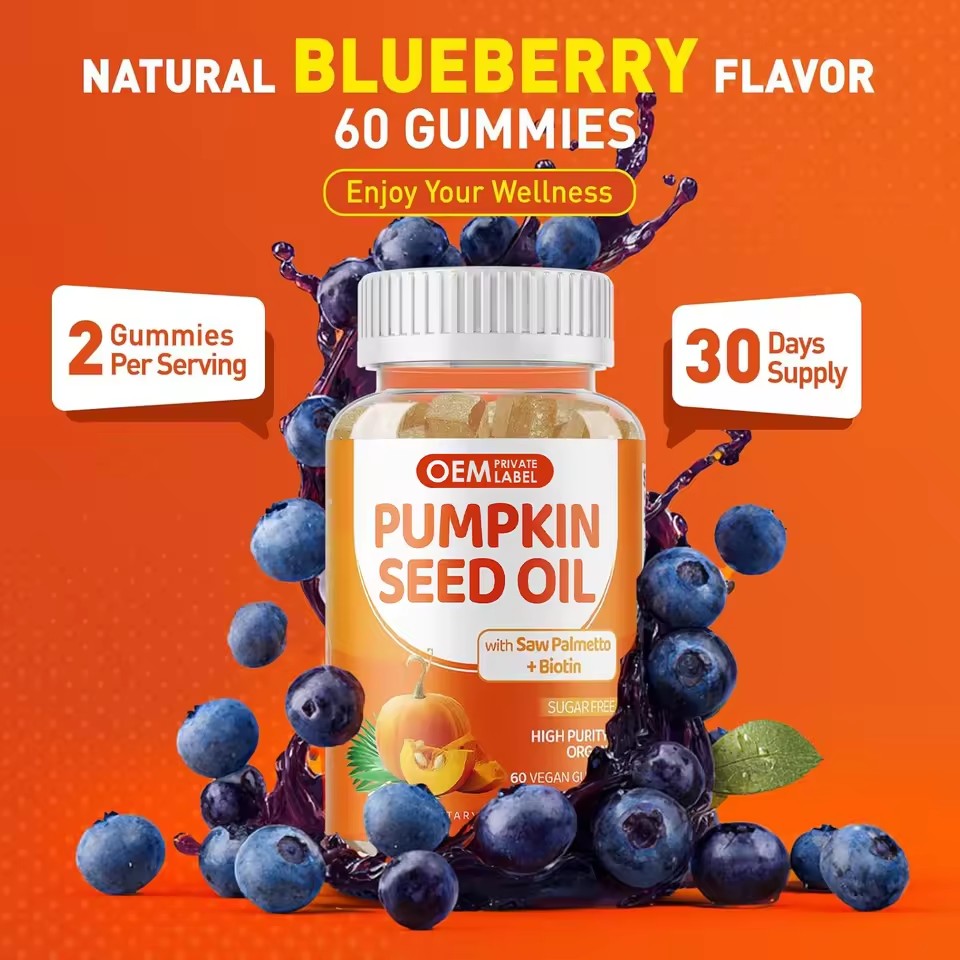 Pumpkin Seed Oil Gummies With Saw Palmetto, Biotin For Prostate Health Supplement For Women Men