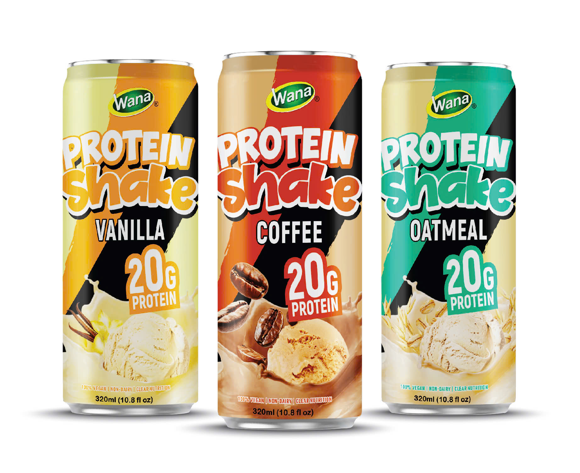 WANA Oatmeal Protein Shake 320ml Slim Can | 20g Protein Ready Drink | Nutritional Energy Beverage for Children Adults Coffee