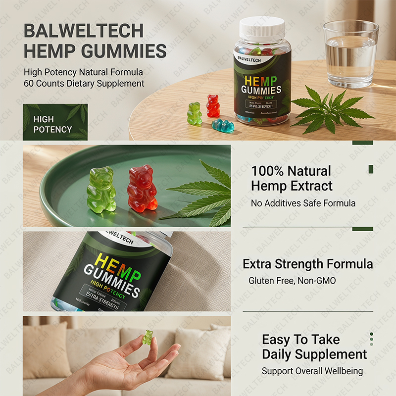 OEM Private Label Organic Hemp Extract Extra High Potency Hemp Gummies For Stress Relief And Better Sleep