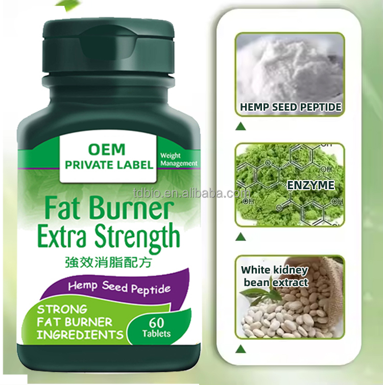 Private Label Slimming Diet Fast Strong OEM Supplement Hemp Protein Peptide Enzyme Natural Herbal Fat Burner Tablets Digestive