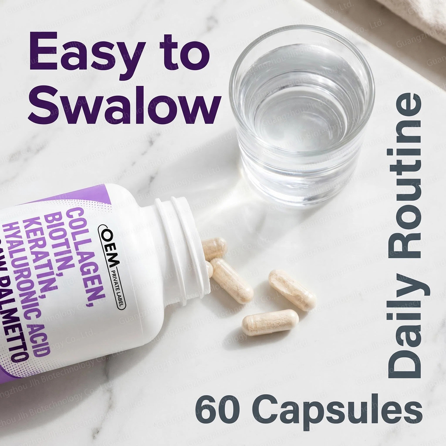 OEM Collagen Capsule With Biotin Keratin Saw Palmetto Hyaluronic Acid Pumpkin Seed Supplement For Hair Skin &amp; Nails