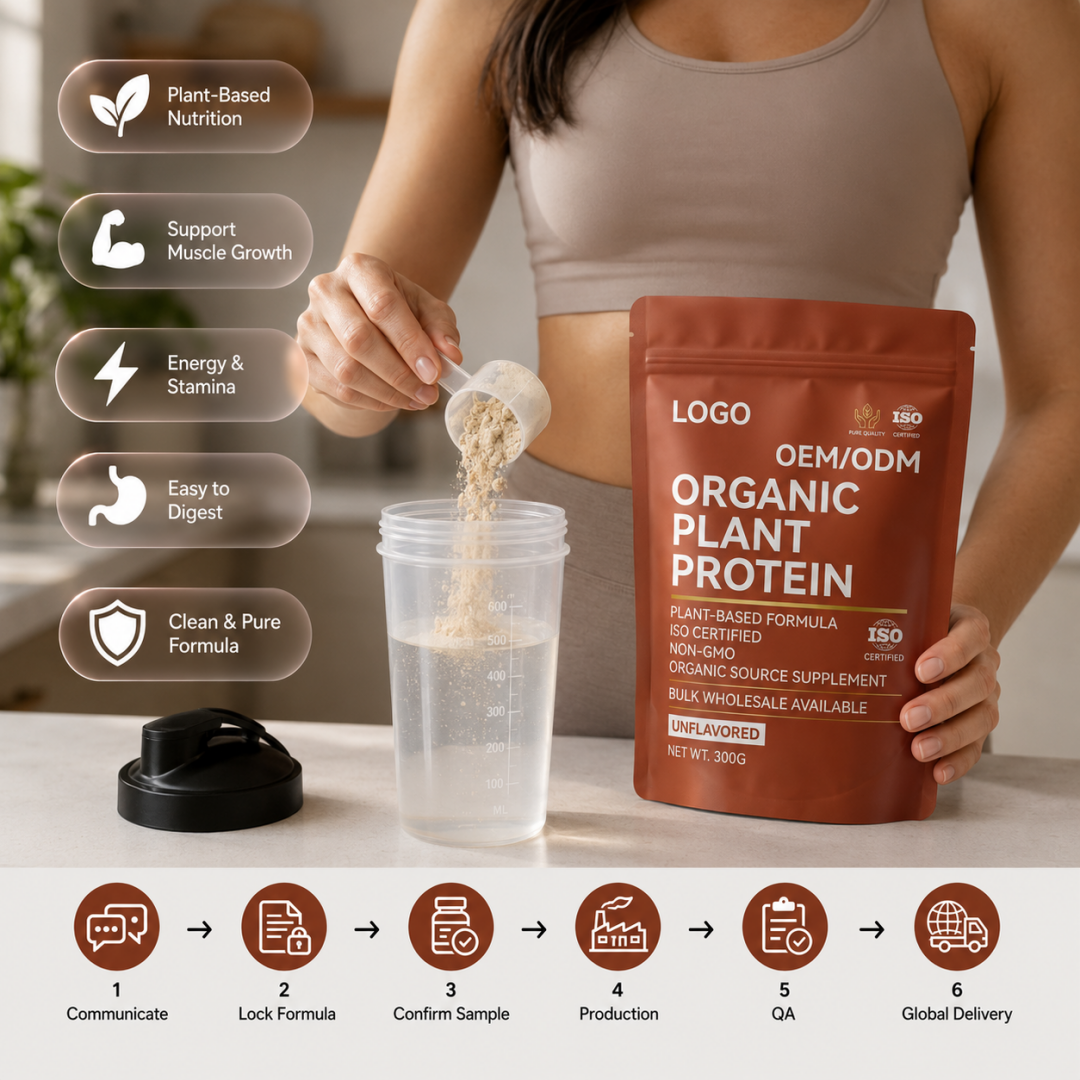ISO Certified Non-GMO Private Label Organic Adult Plant Protein Powder Dietary Health Supplement With Muscle Growth Benefits