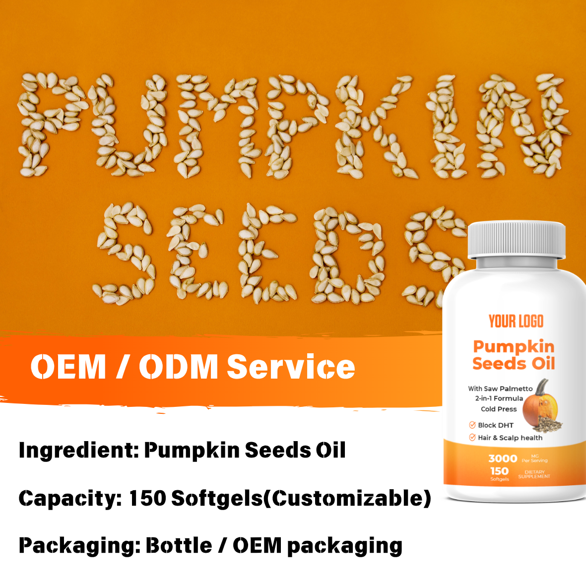 OEM/ODM Factory Wholesale High Quality Pumpkin Seeds Oil Softgel Supplement for Hair &amp; Scalp Health