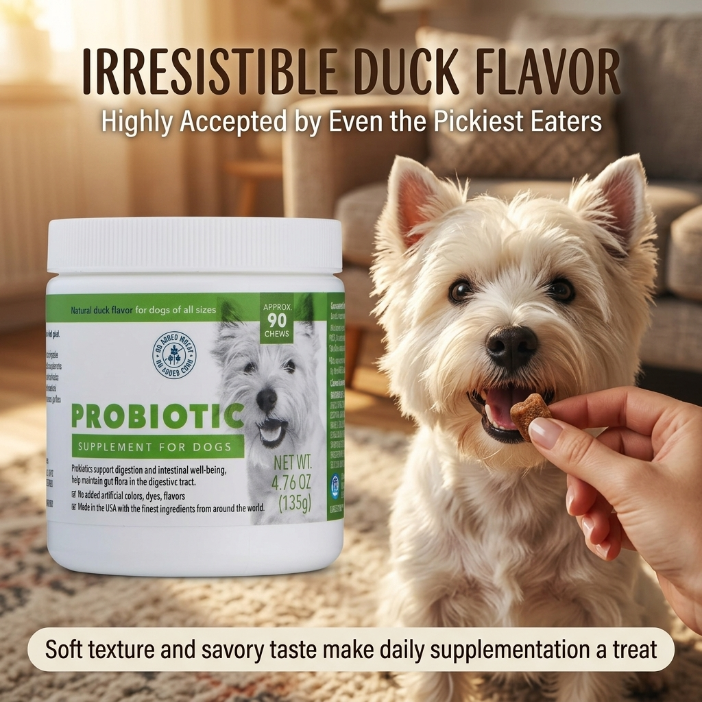 CGMP Natural Daily Probiotic Supplement Dog Soft Chews Support Digestion Gut Pet Health Care Supplement with Glycerin Canola Oil