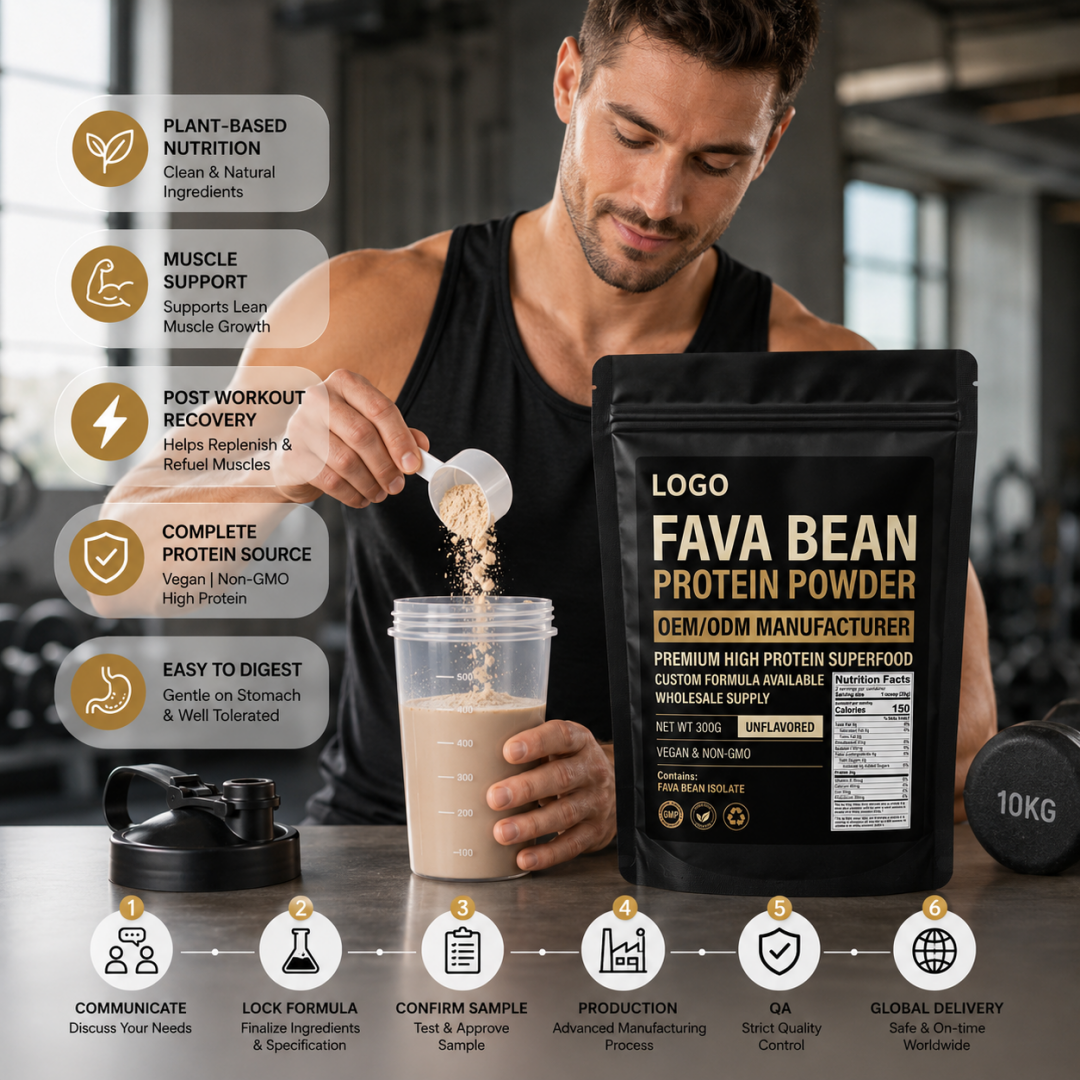 Professional OEM ODM Fava Bean Protein Powder Manufacturer Premium Adult High Protein Superfood Custom Formula Wholesale Supply