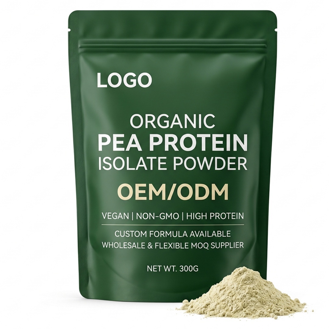 OEM ODM Organic Pea Protein Isolate Powder Custom Formula Vegan Non-GMO High Protein Adult Halal/Kosher Certified Wholesale