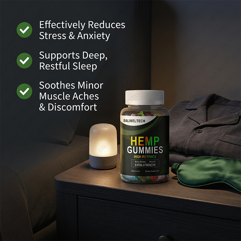 OEM Private Label Organic Hemp Extract Extra High Potency Hemp Gummies For Stress Relief And Better Sleep