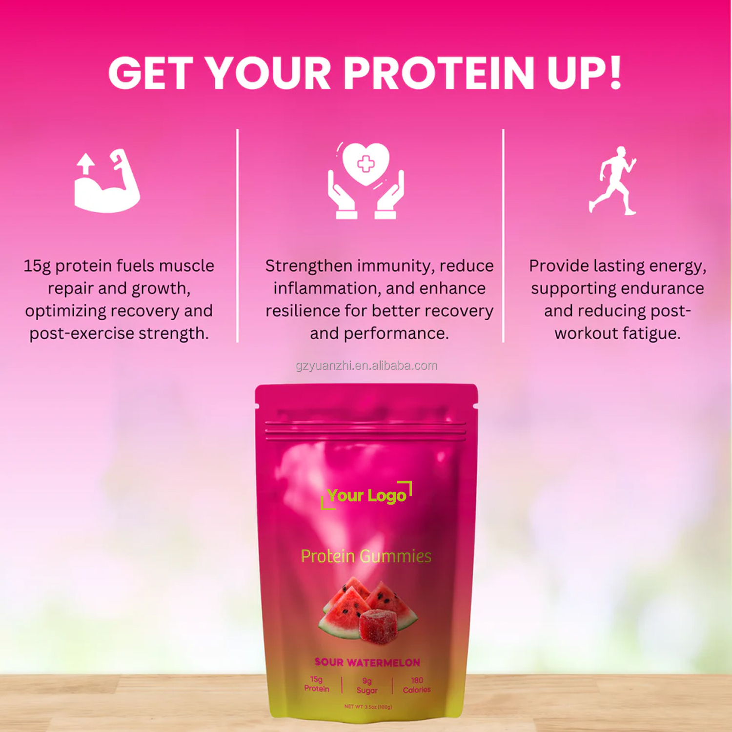 Private Label Halal 15g Plant-Based Protein Gummies For Healthy Snack Packed Essential Nutrients