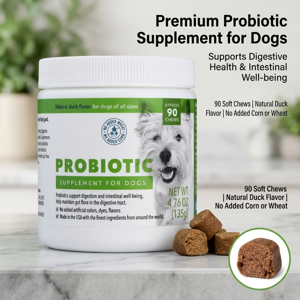 CGMP Natural Daily Probiotic Supplement Dog Soft Chews Support Digestion Gut Pet Health Care Supplement with Glycerin Canola Oil
