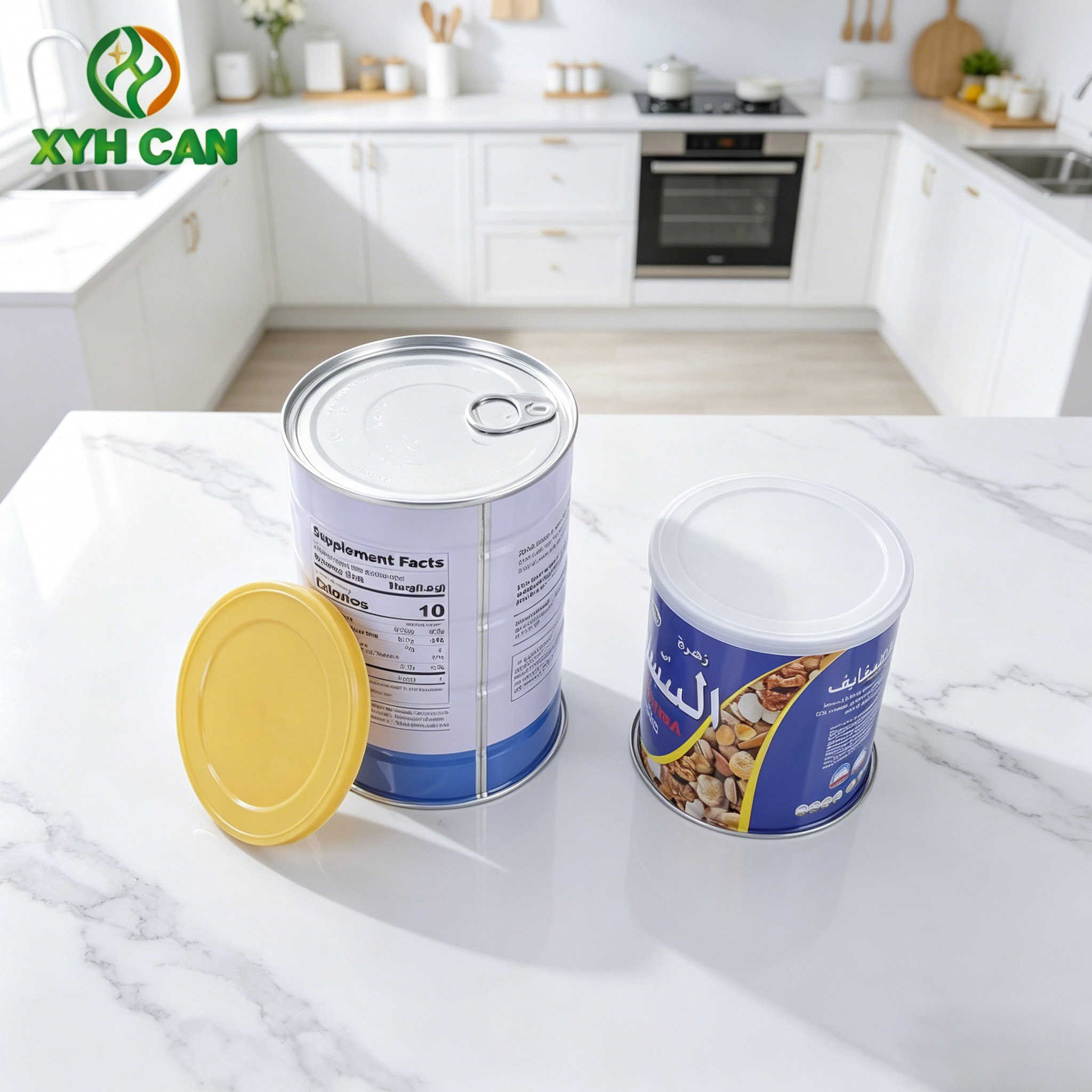 Food-Grade Round Tin Cans with CMYK Printing 150g-1kg Packaging Protein Powder Milk Powder Oil Candy 250g 500g Metal Tin Jars