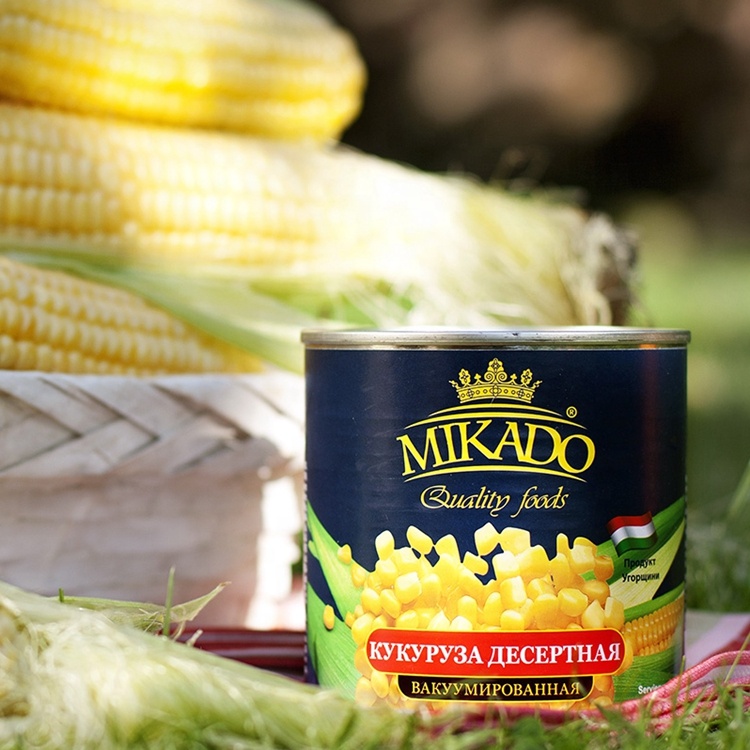 Mikado Canned Sweet Corn Vacuum Pack 425ml Net Weight 340g, Drained Weight 250g Or 285g