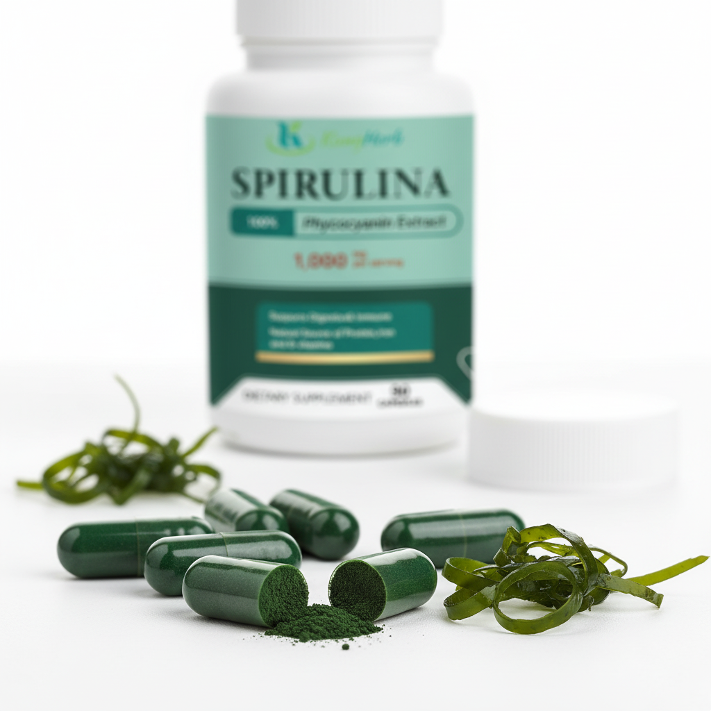 Kosher Certified High Protein Natural Algae Immune Booster Spirulina Capsules