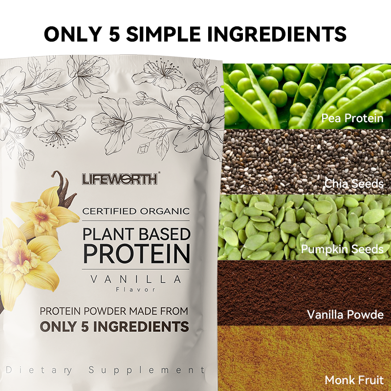 LIFEWORTH Private Label Sports Support 21G Vegan Plant Based Protein Powder Vanilla No Sugar