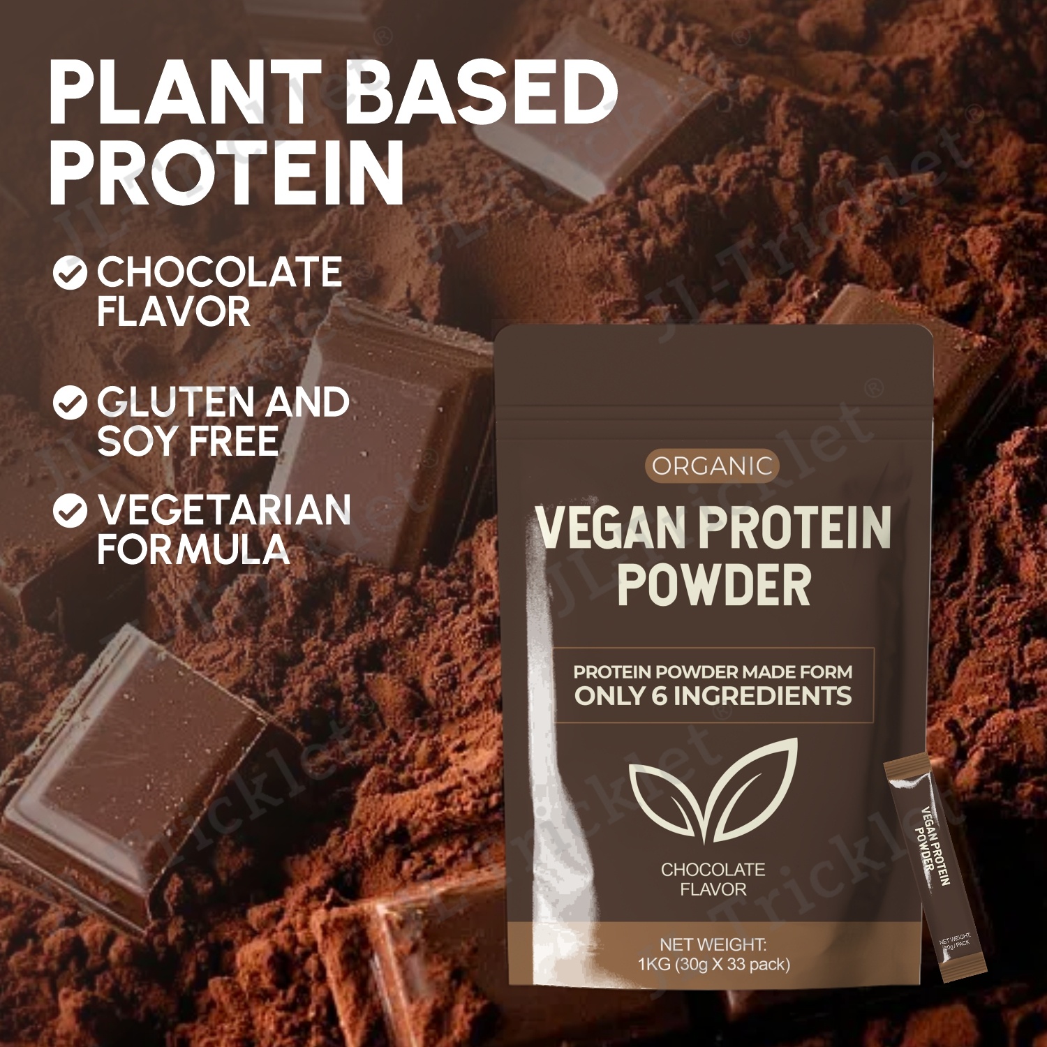 OEM ODM Organic Vegan Plant Chocolate Flavor Protein Powder - Meal Replacement Supplement for Daily Nutrition &amp; Fitness