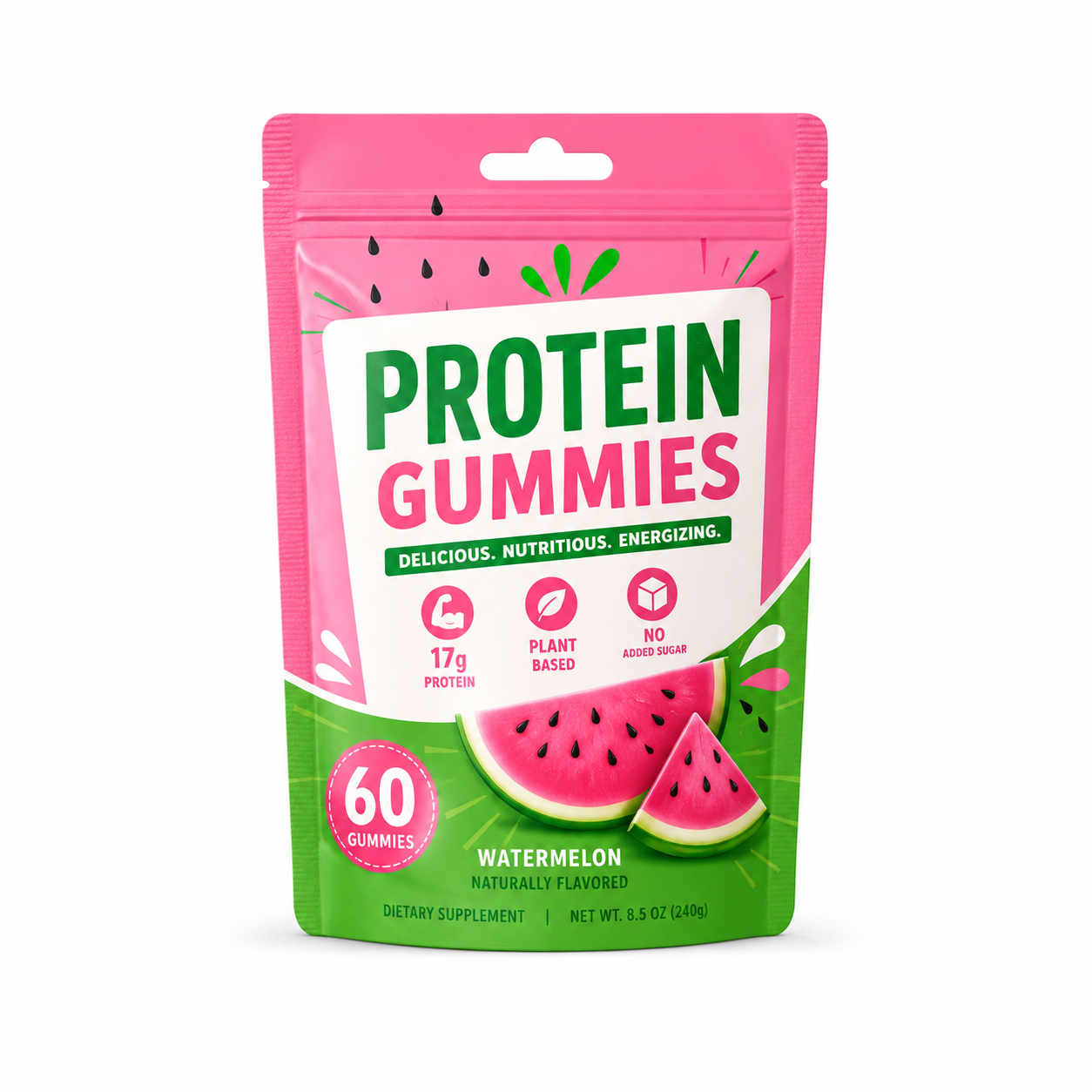 Export Quality Plant Protein Gummies 17g Protein Sugar Free Vegan Fitness Snack with Fiber Vitamin B12 for Muscle Support