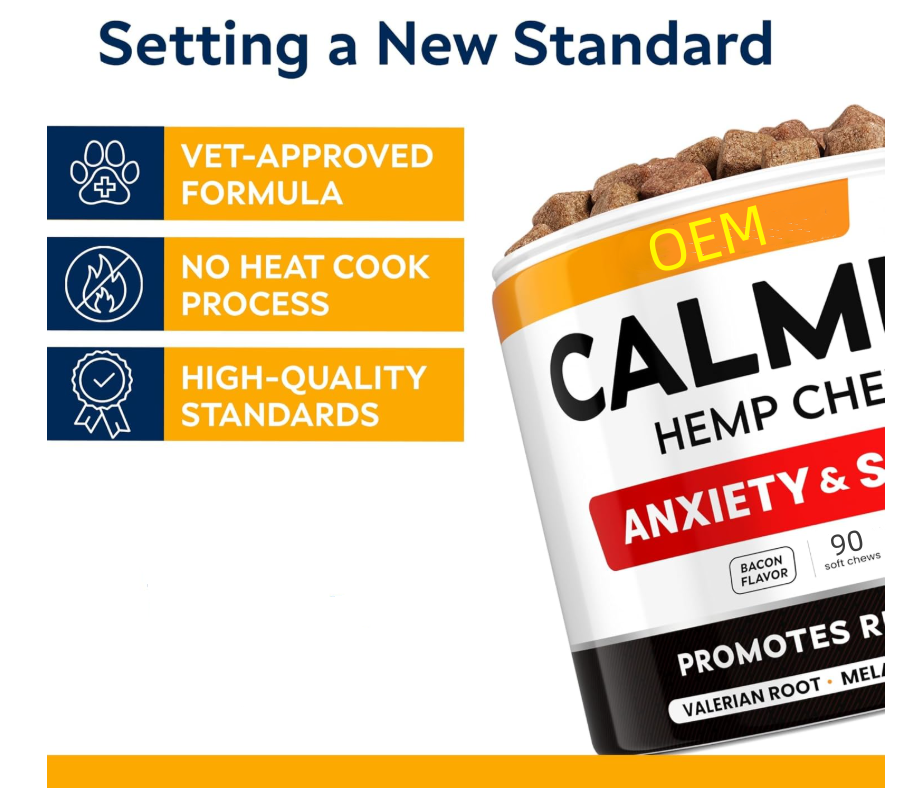 OEM Hemp Calming Chews Dogs Dog Calming Chews Anxiety Relief Treats With Hemp Oil Sleep Aid Advanced Health Joint Support