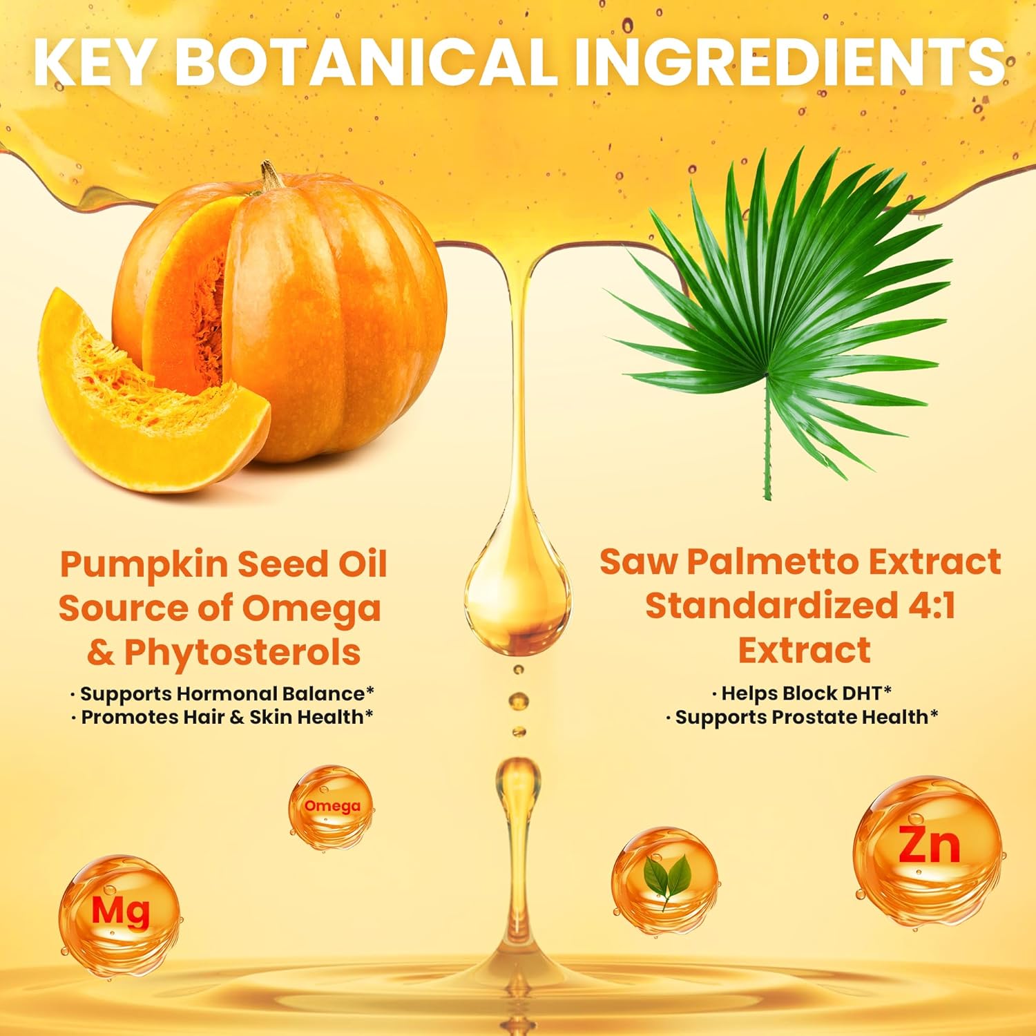 Private Label 2 In 1 Formula 3000mg Pumpkin Seed Oil Softgel With Saw Palmetto Support Hair Growth, Prostate &amp; Urinary Health