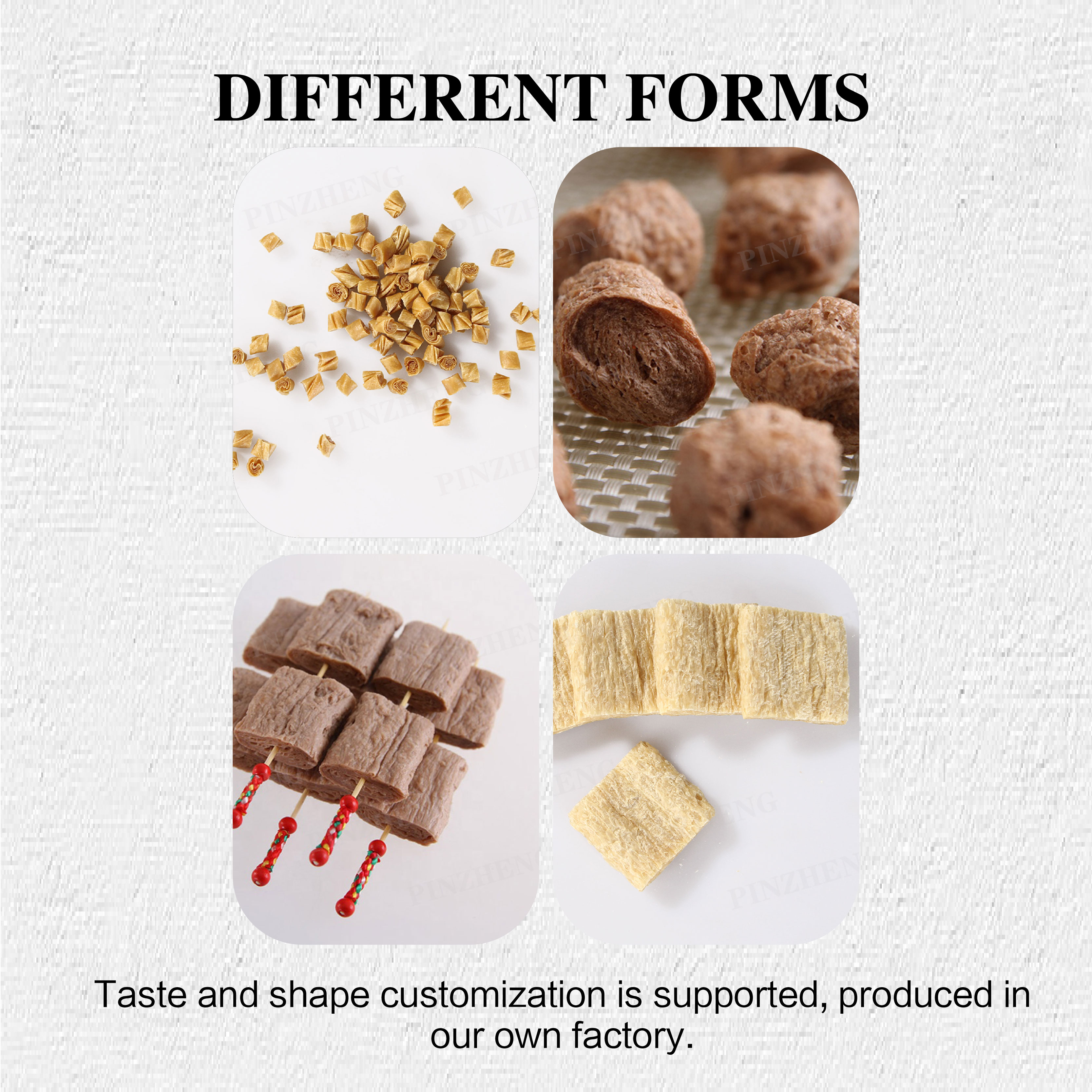 Different Type of Non-GMO, Flavored TVP Textured Vegetable (Soy) Protein