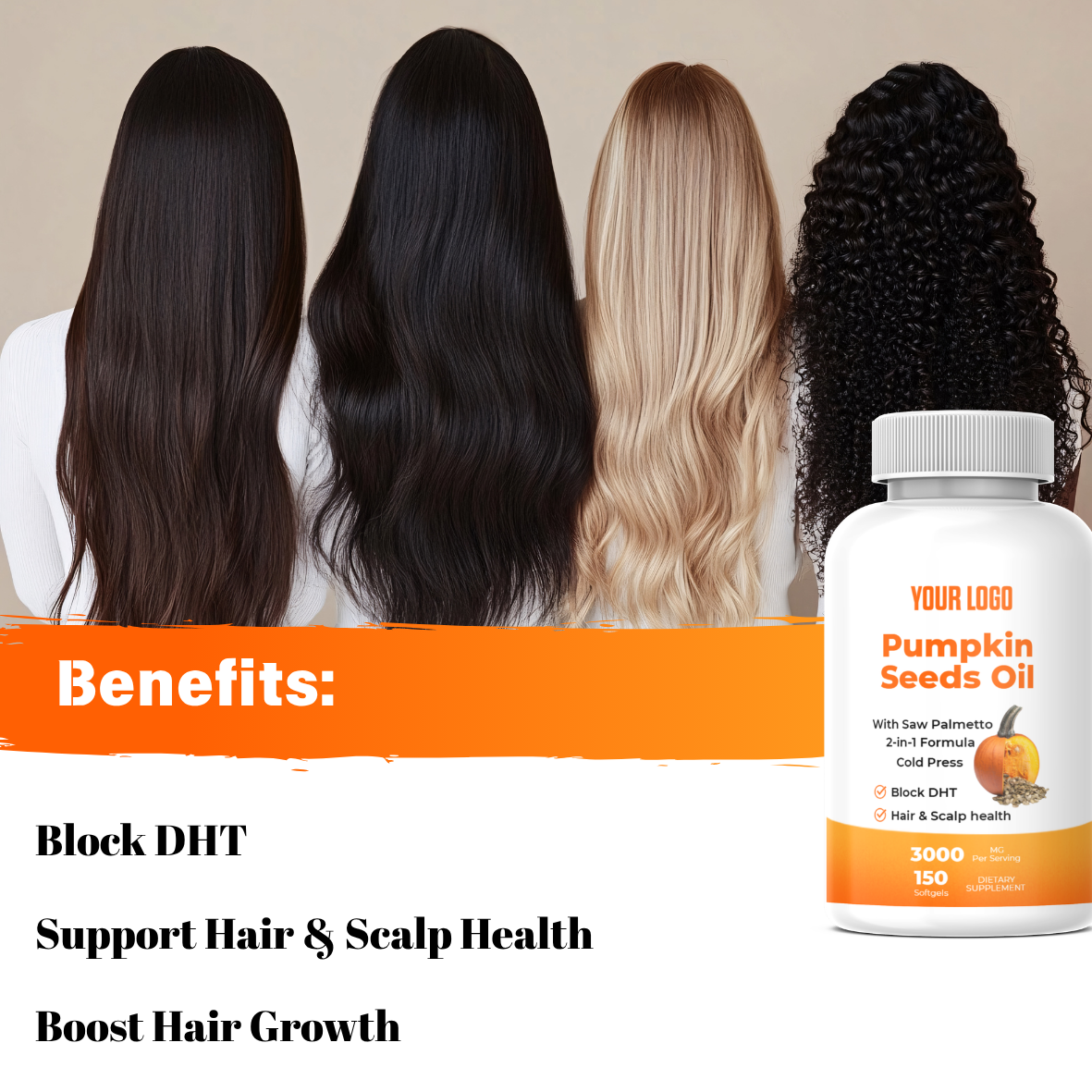 OEM/ODM Factory Wholesale High Quality Pumpkin Seeds Oil Softgel Supplement for Hair &amp; Scalp Health