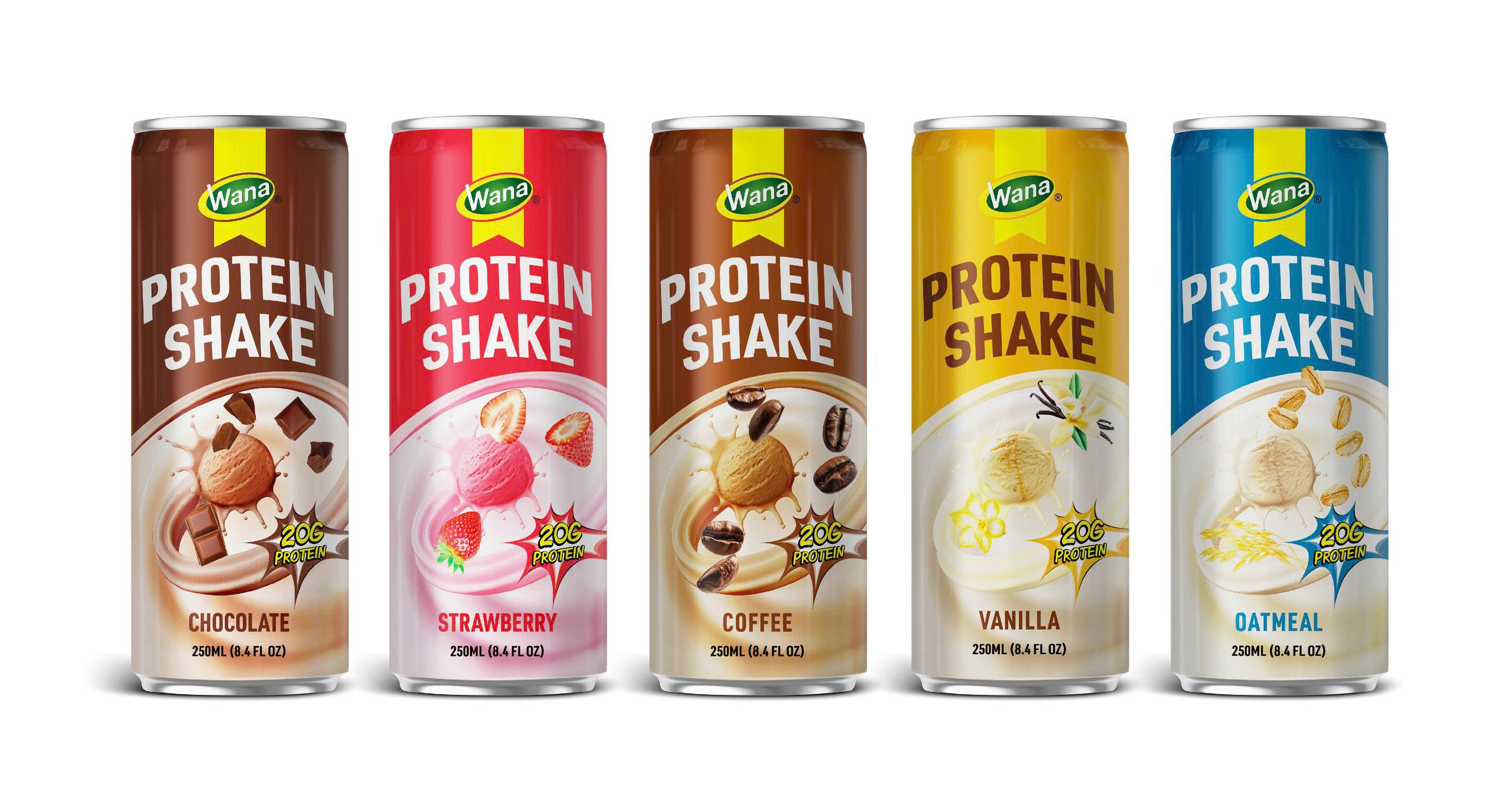 WANA Oatmeal Protein Shake 320ml Slim Can | 20g Protein Ready Drink | Nutritional Energy Beverage for Children Adults Coffee