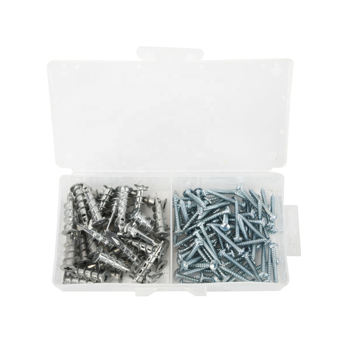 Self-drill Plasterboard Plug Wall Zinc Anchor Kit with Screws Bright Zinc Plated 50pc Set for Drywall