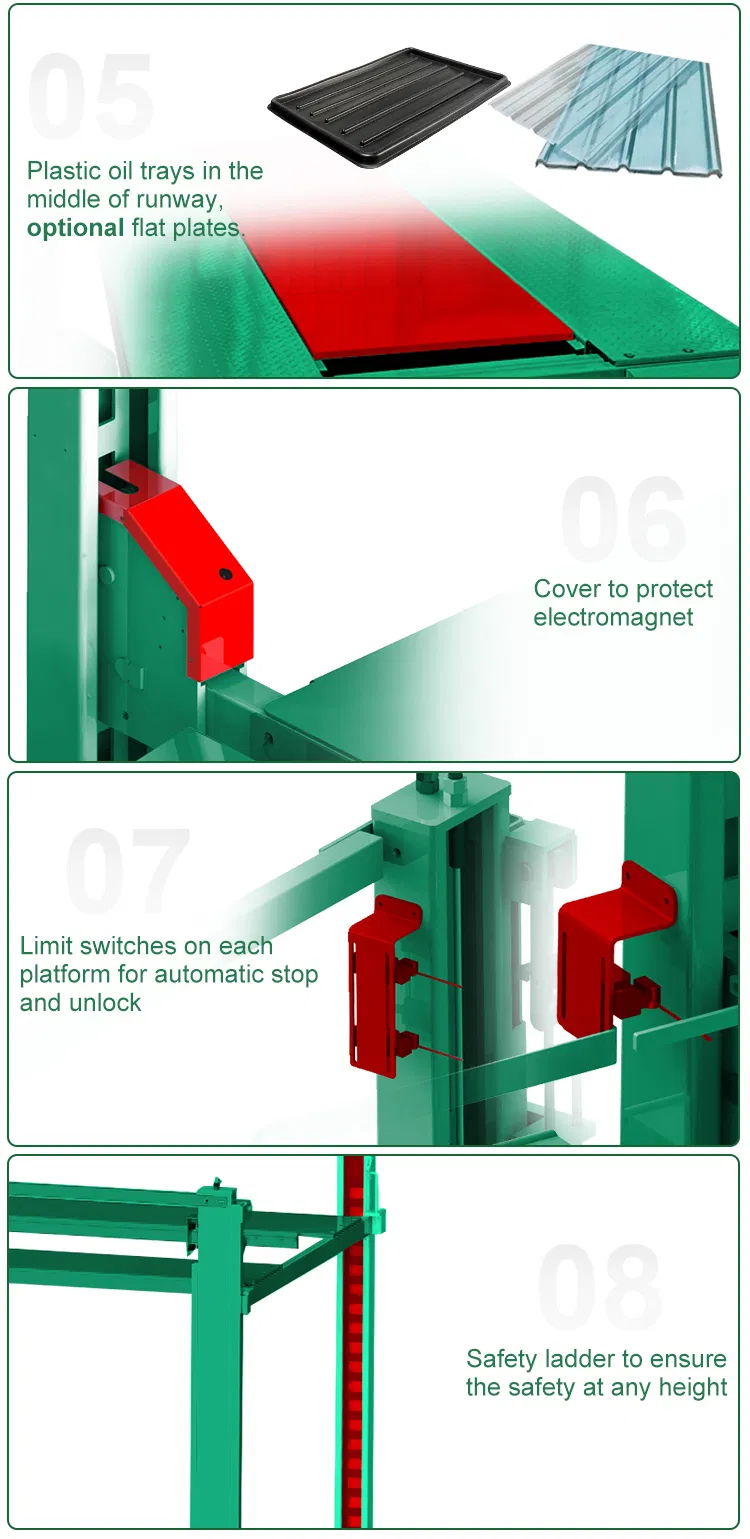 Vertical 4-Post Triple Car Storage Lifting Machine Hydraulic Car Lift Parking System