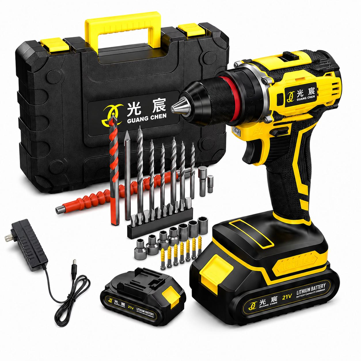 Professional 21V Max Cordless Electric Impact Drill Kit Multifunctional Hand Tool Set With Hard Case for Household Repair