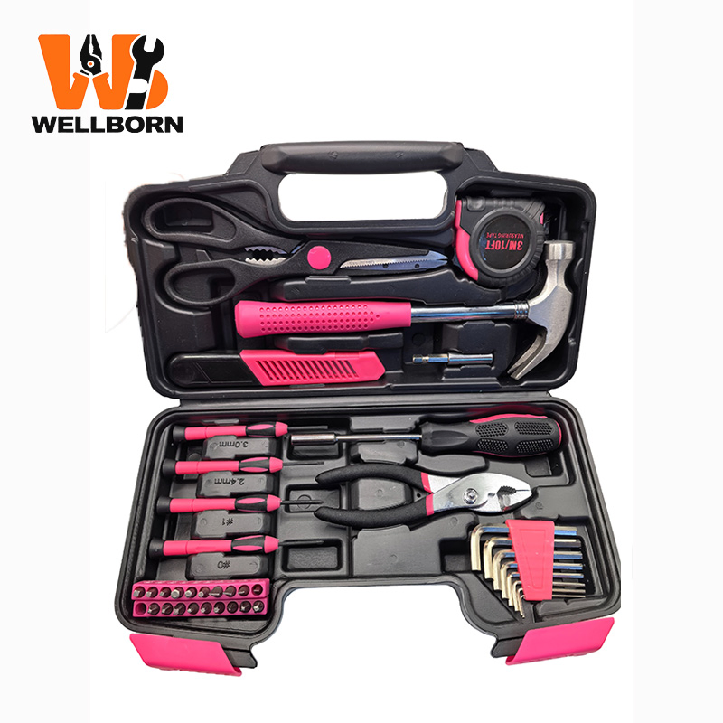 39PCS Pink Household Hand Tool Set Multi-Function Ladies DIY Repair Tool