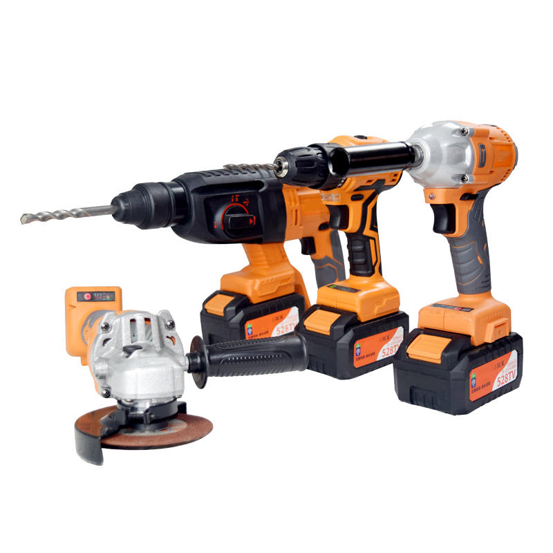 Portable Cordless Drill Set 4-Piece Brushless Lithium Tools Set Lithium Battery Power Tools Kit for Home Improvement