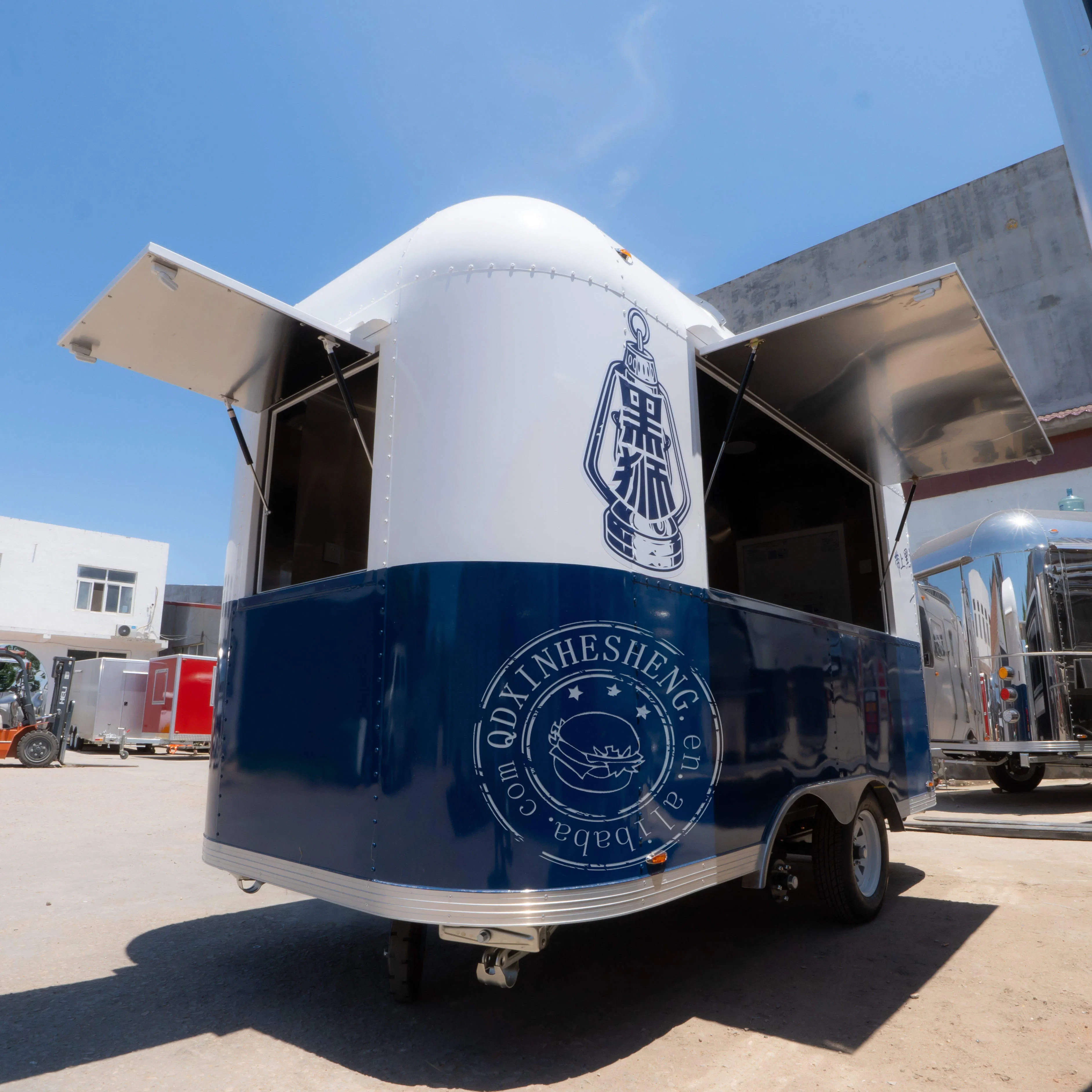 Seahisun Stainless Steel Hot Dog Pizza Food Trailer Cart