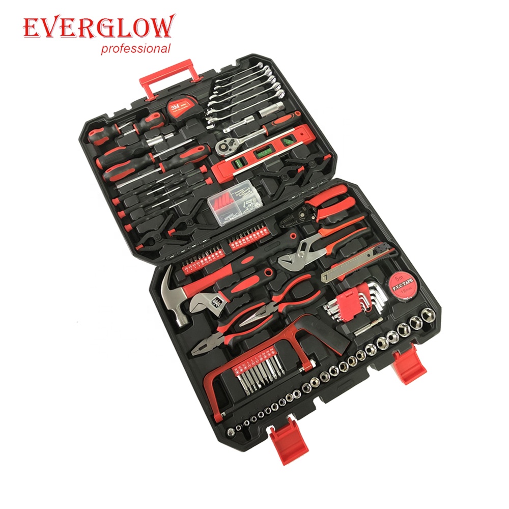 158pcs Professional Grade All-in-One Tool General Household Hand Tool Set Kit With Plastic Toolbox Electricians Tools For Gift