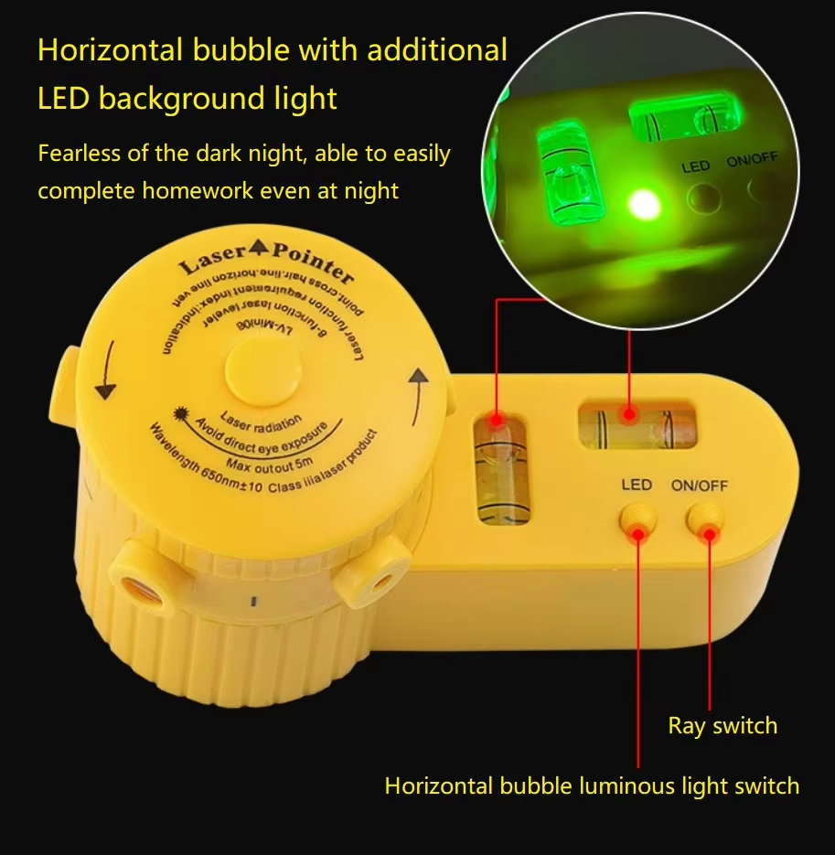 LV06 Laser Level Four in One Household Level Ruler, Laser Ruler with Rotatable Tripod and Wire Feeder