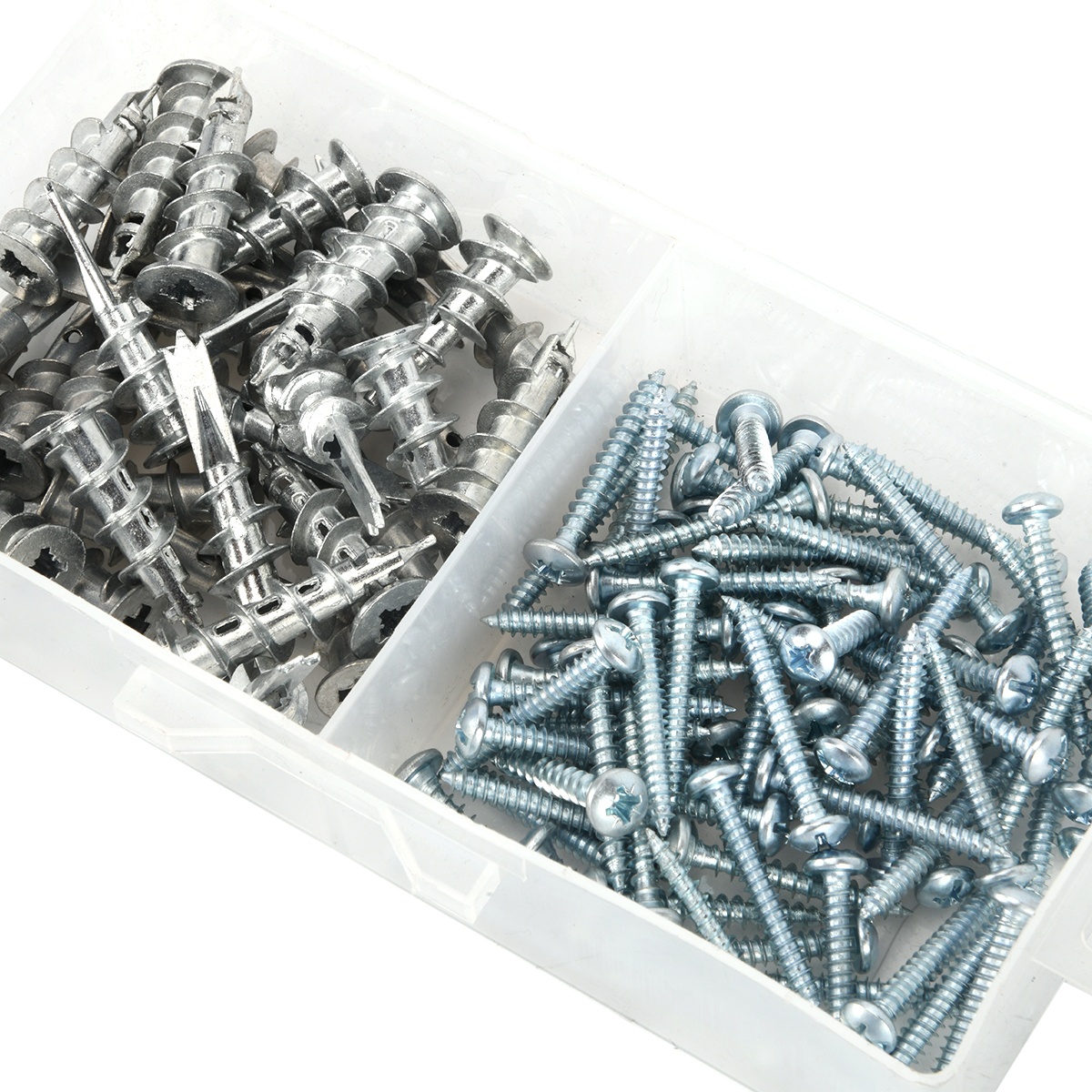Self-drill Plasterboard Plug Wall Zinc Anchor Kit with Screws Bright Zinc Plated 50pc Set for Drywall