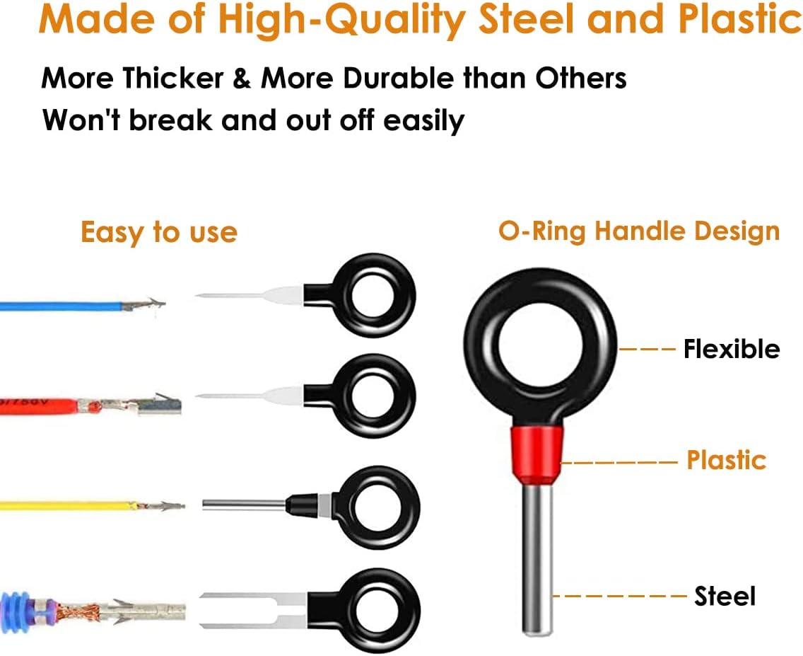 76Pcs Terminal Ejector Kit Pin Extractor Tool Set Release Electrical Wire Connector Puller Repair Key Removal Tools
