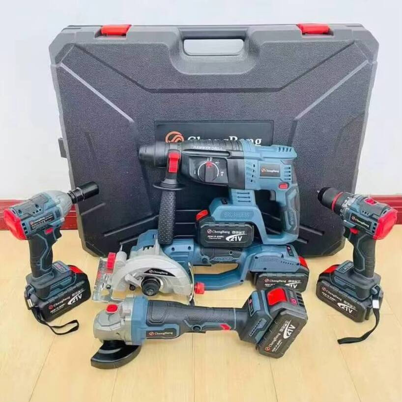 Hardware Tool Sets New High Power 5 in 1 Cordless Electric Drill Set with Lithium Battery for Home Repair and DIY Woodworking