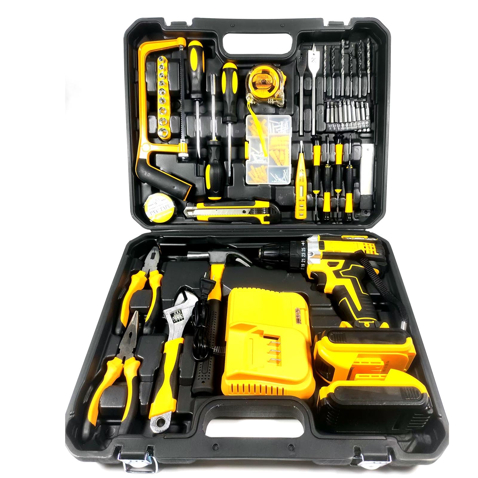 118 Piece Cordless Drill Tool Kit Electric Variable Speed Power Drill Set for House Repair for Home Use Combo Kit Power Tools