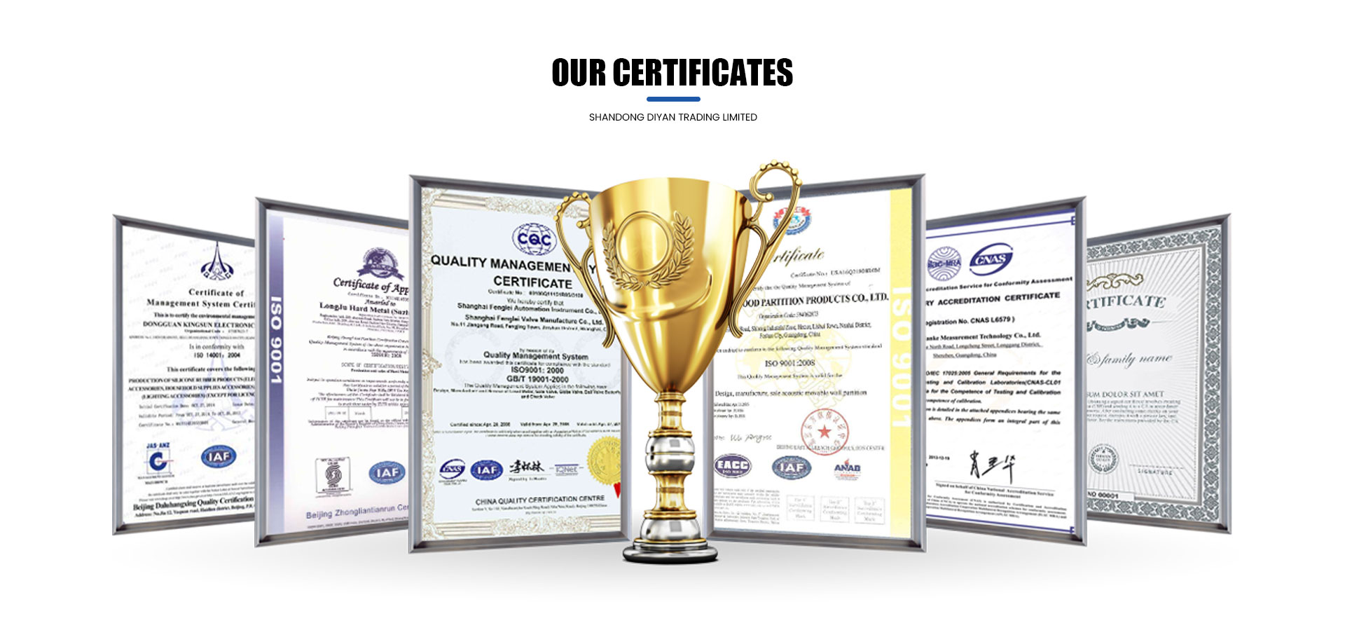 Official certification document