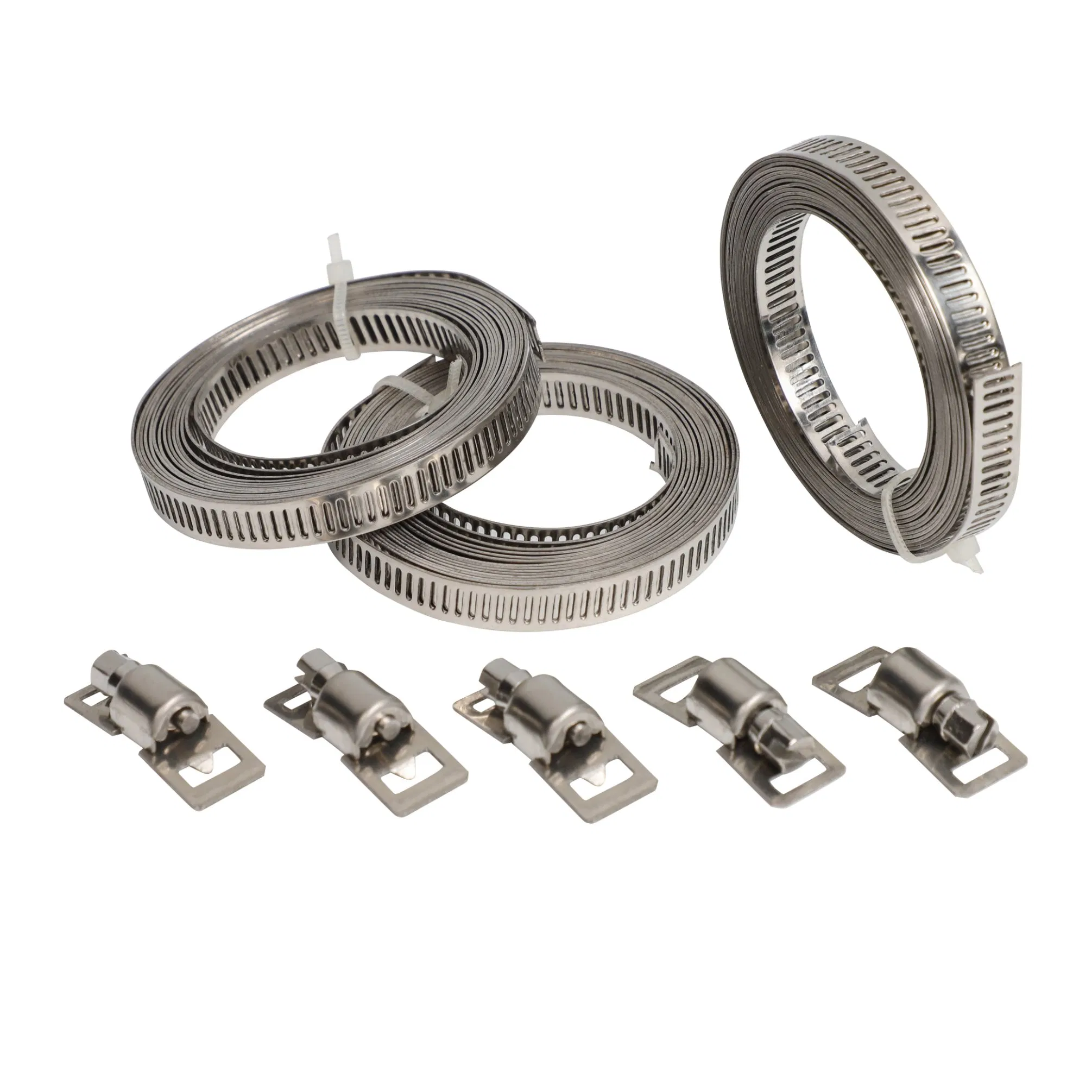 DIY Perforated Worm Drive Clamp Assortment Set, 8 mm Bandwidth, Adjustable Stainless Steel Hose Clip Assortment Kit for Automotive and Plumbing Repair