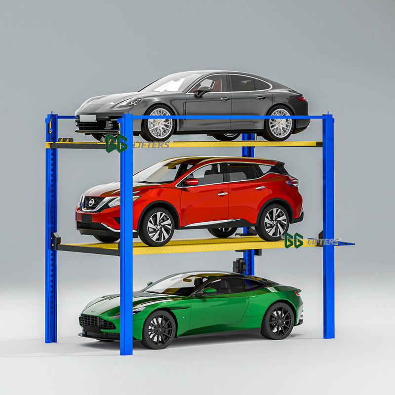 Vertical 4-Post Triple Car Storage Lifting Machine Hydraulic Car Lift Parking System
