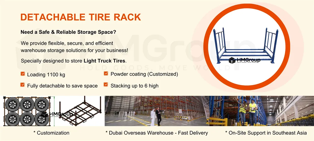 Heavy Duty Warehouse Stackable Portable Steel Tire Rack Storage System
