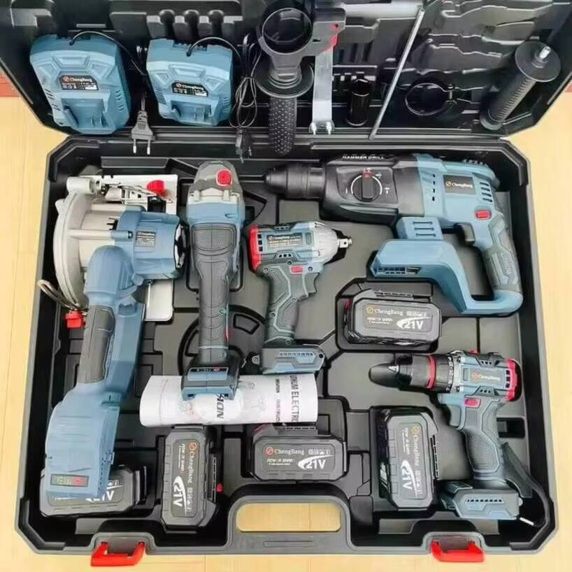 Hardware Tool Sets New High Power 5 in 1 Cordless Electric Drill Set with Lithium Battery for Home Repair and DIY Woodworking