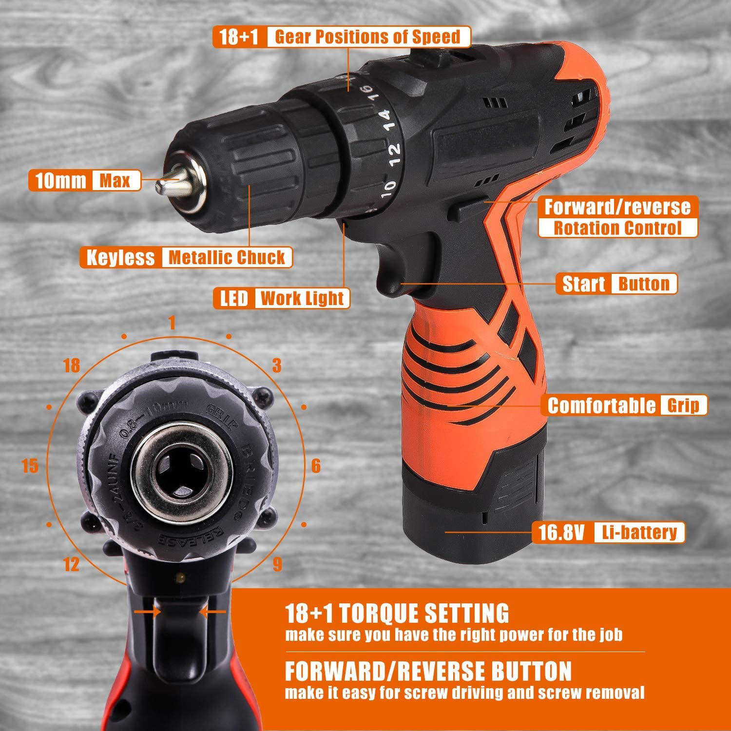 12V Cordless Power Drill Driver