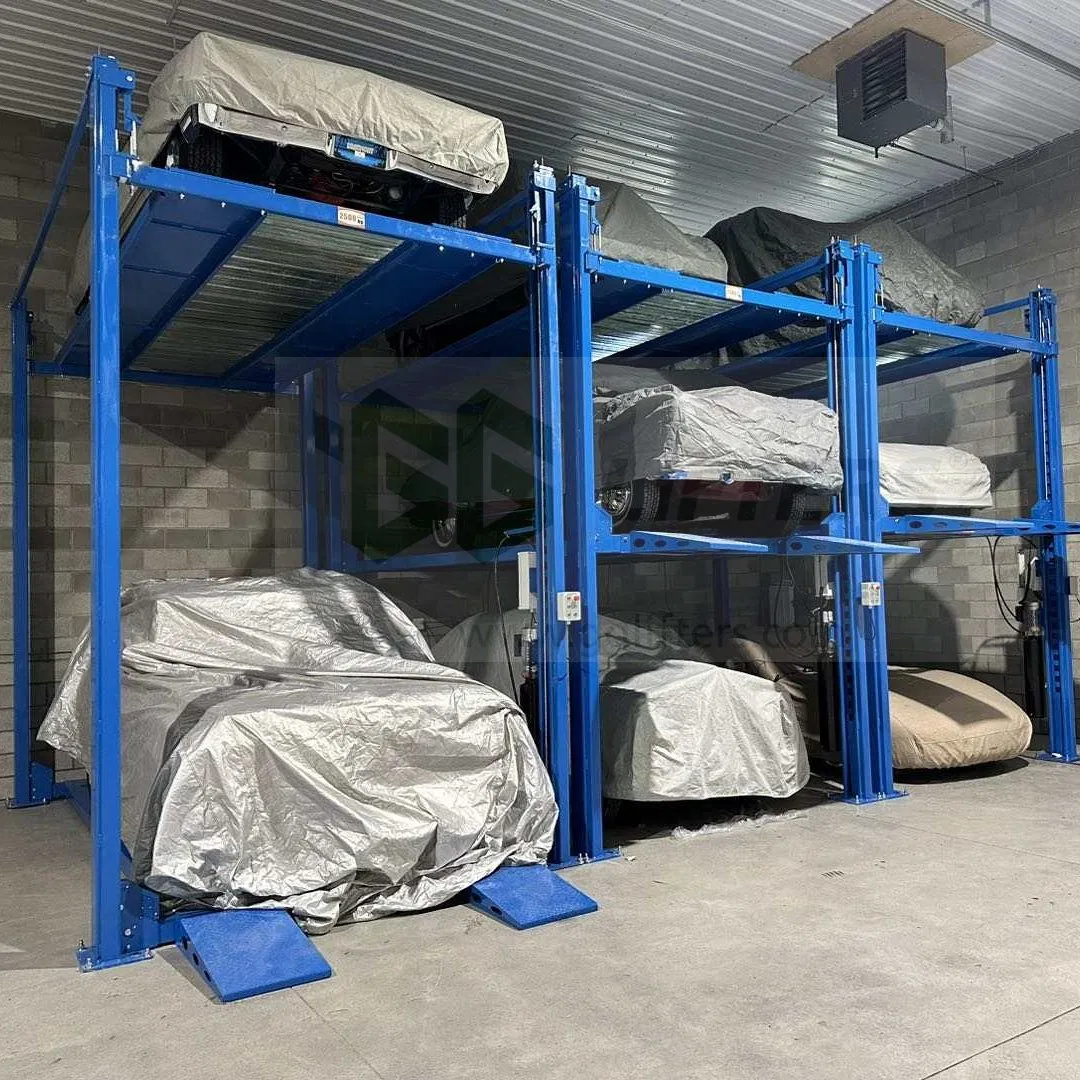 Vertical 4-Post Triple Car Storage Lifting Machine Hydraulic Car Lift Parking System