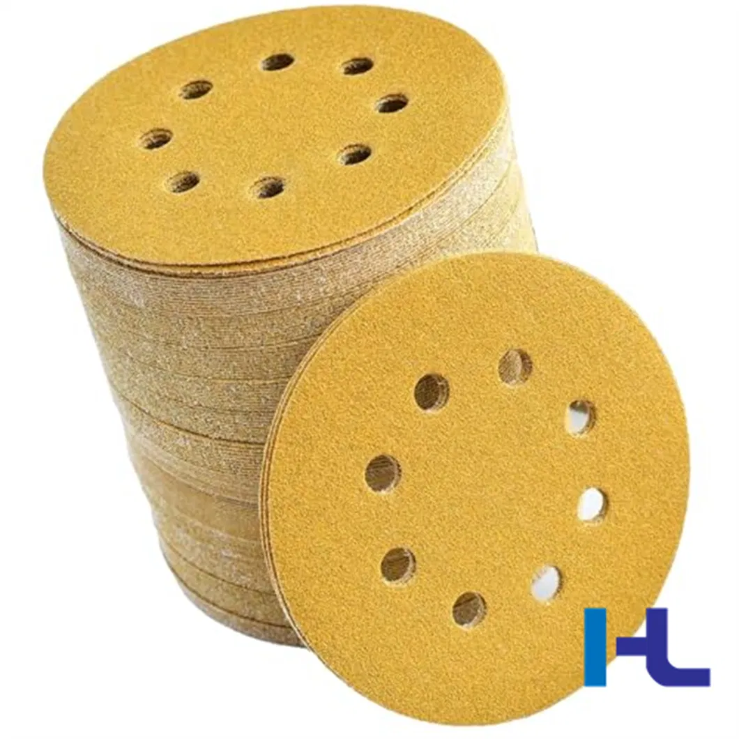 100mm 115mm 125mm 5inch 17holes Yellow Hook&Loop Sand Abrasive Ceramic Sanding Grinding Disc for Polishing Car, Vessel, Wood, Metal