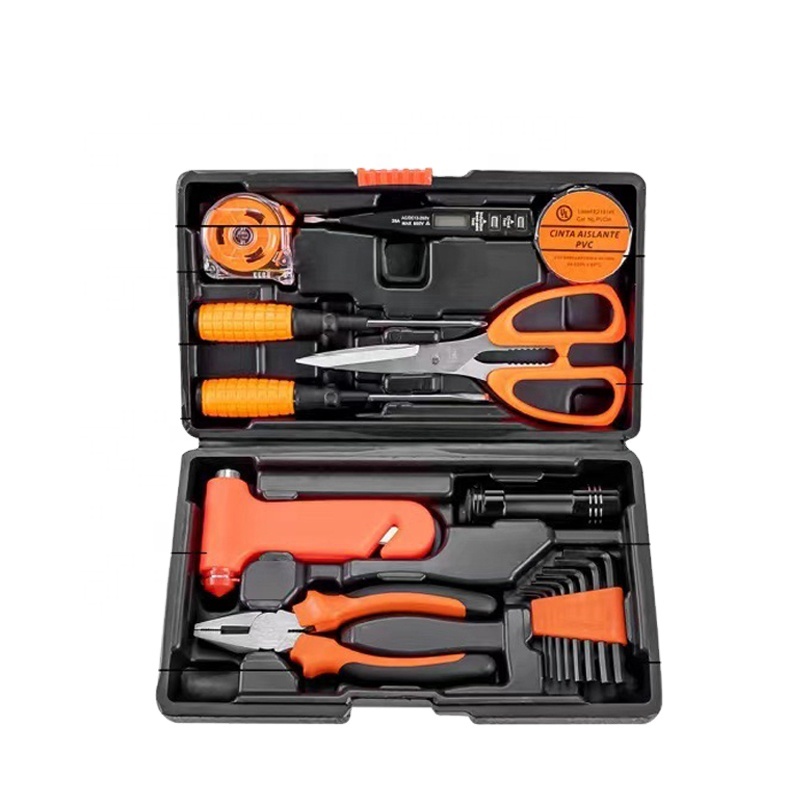 18-Piece Carbon Steel Gift Tool Set-Complete Home &amp; Car Repair Kit with Hard Case Hand Operated Safety Hammer Pliers &amp; Hex Keys