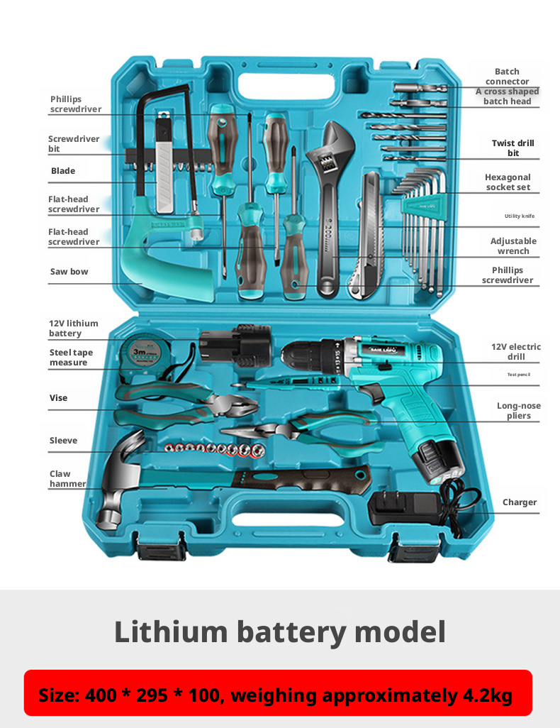 82pcsHome Hand Tool Set Household Woodworking Combination Toolbox Auto Repair Kits Electric Tool Box Gift Toolkit Manual