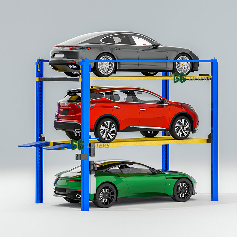 Vertical 4-Post Triple Car Storage Lifting Machine Hydraulic Car Lift Parking System