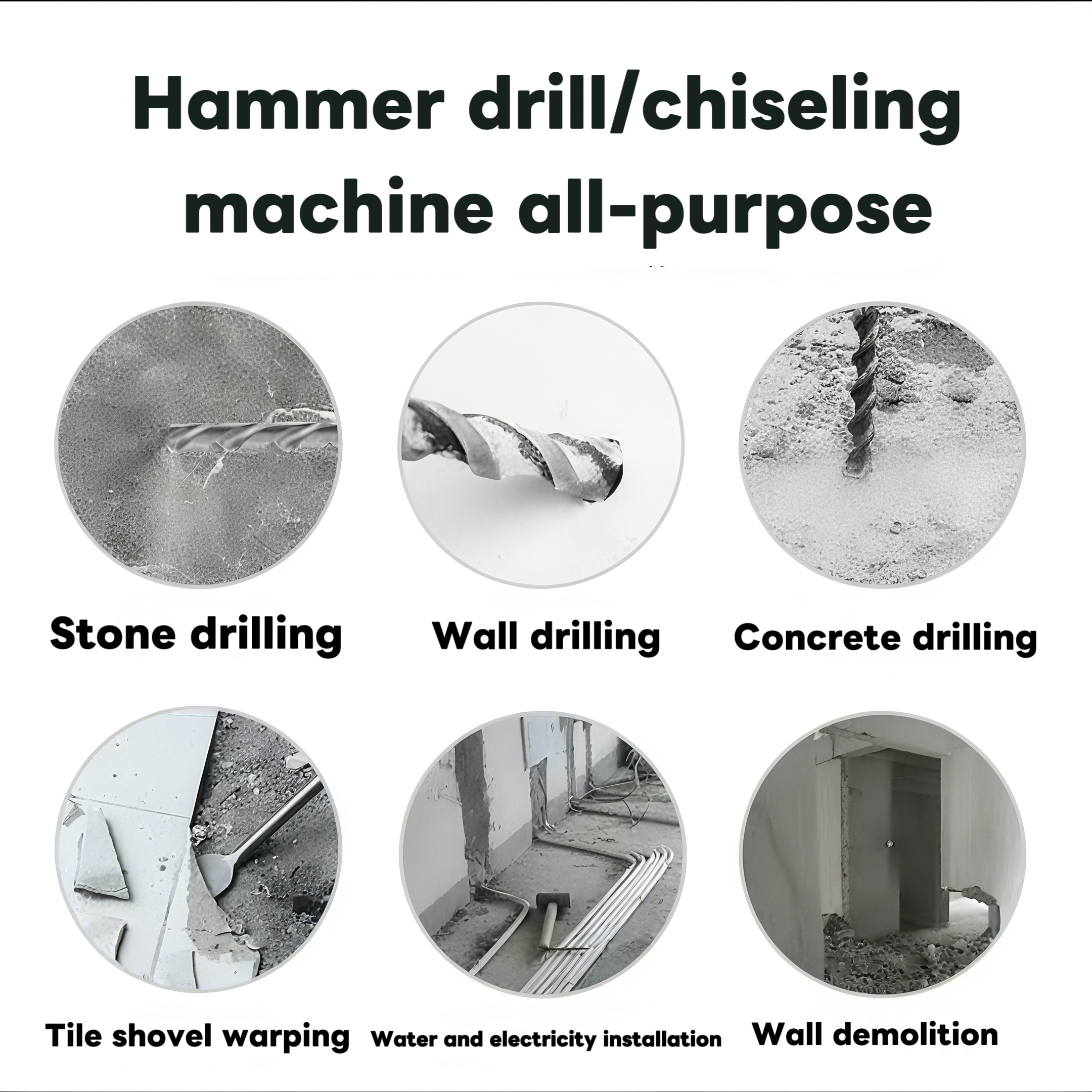 Electric Industrial Hammer Drill Multi Mode Variable Speed Chisel Anchor Setting Tile Wall Breaking Professional Construction