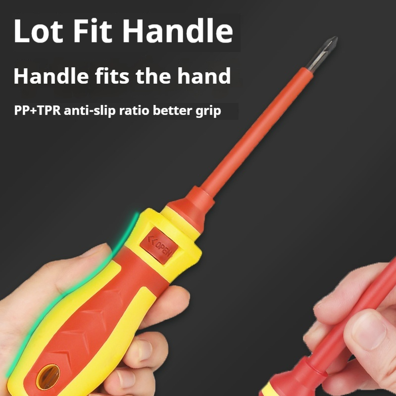 1000V Insulated Electrician Screwdriver Kit Interchangeable Screwdriver Set with Magnetic Bit System for Electrical Safety Work