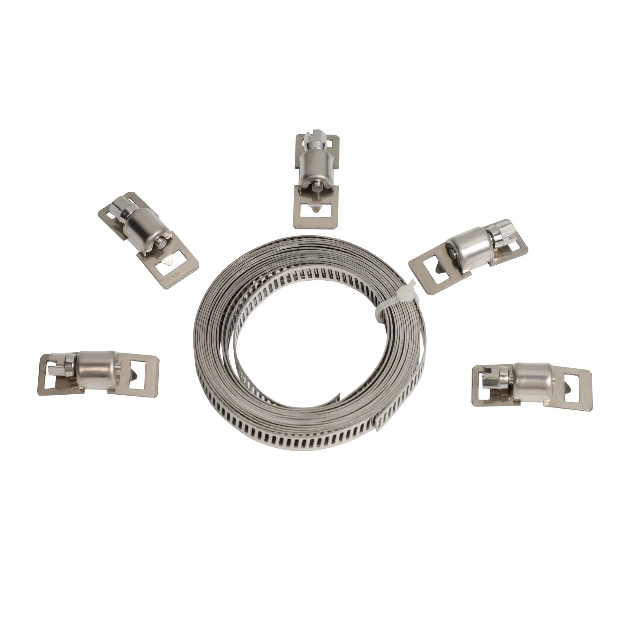 Assorted DIY Perforated Worm Drive Clamp Kit, 8 mm Bandwidth, American Style Worm Gear Zinc Plated Hose Clip Assortment Kit for Automotive and Plumbing Repair